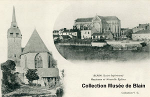 carte postale ancienne et nouvelle église